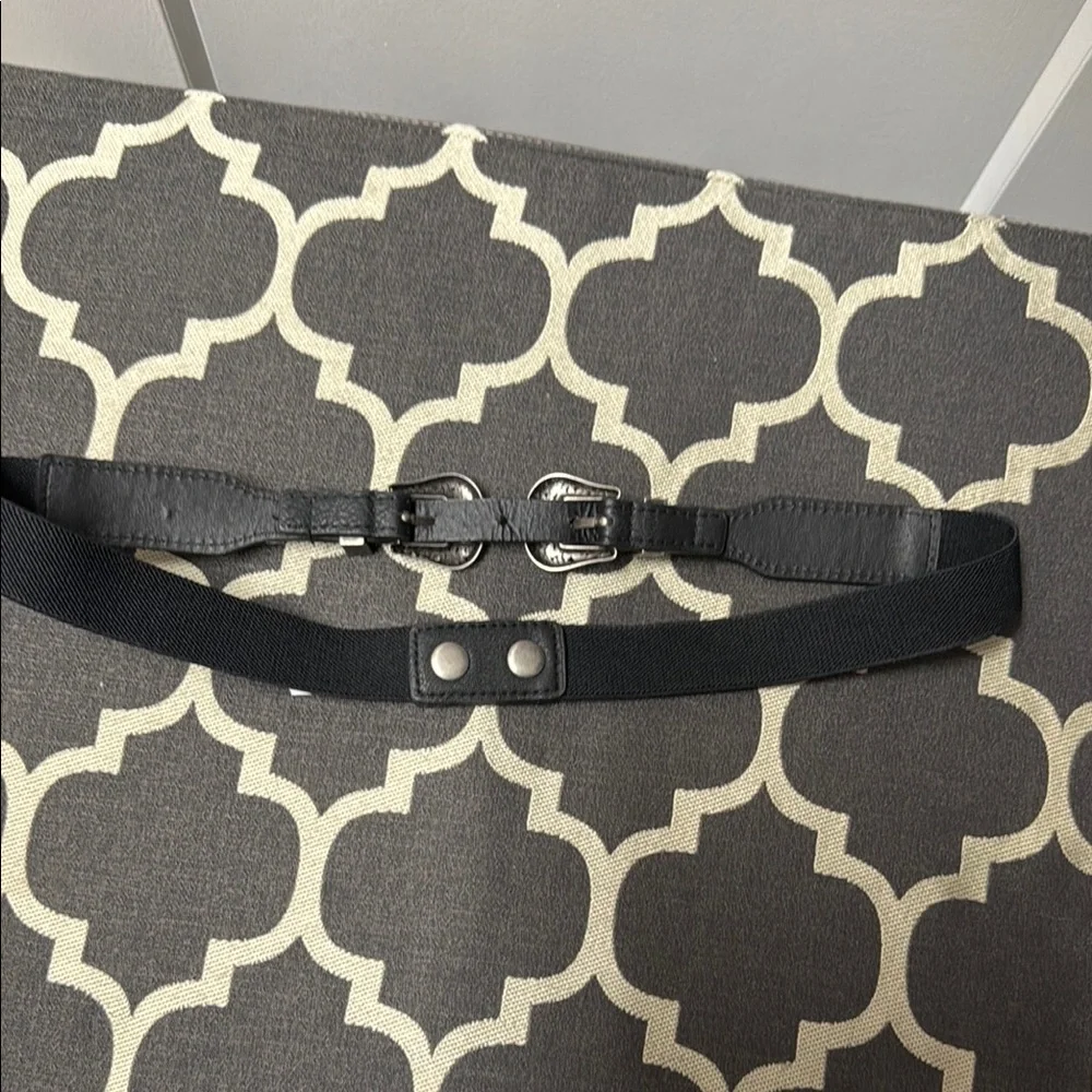 Black Leather Belt with Silver Buckle